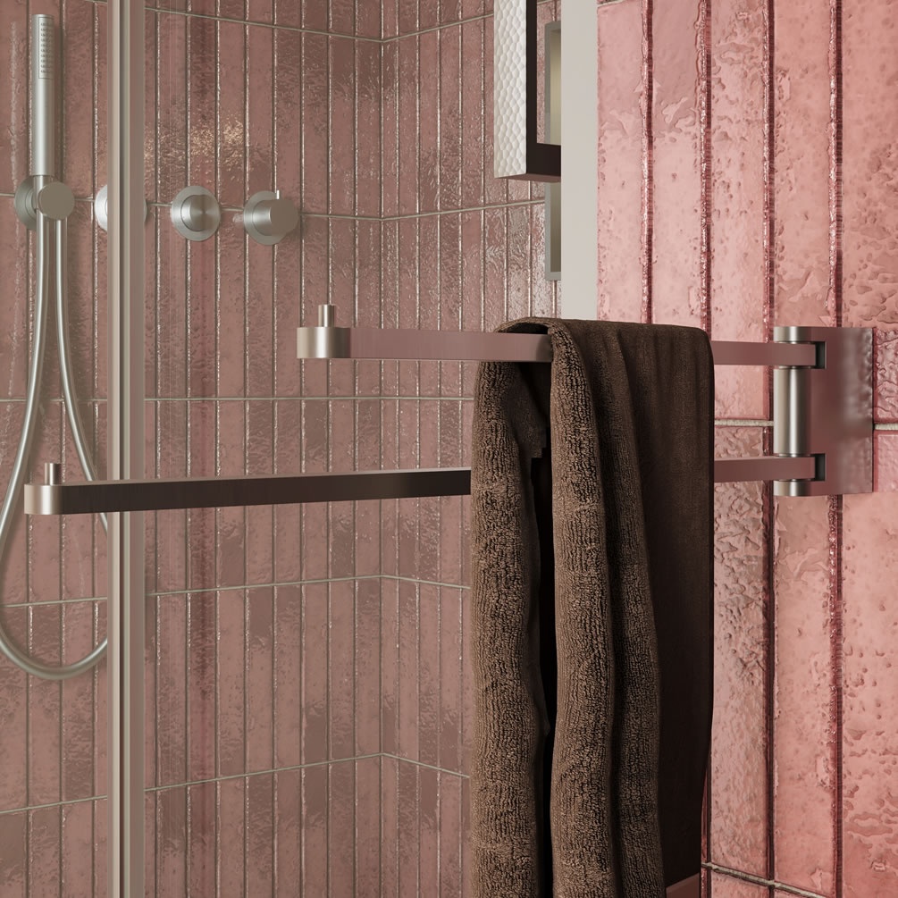 Lifestyle image of Crosswater MPRO Brushed Stainless Steel Swivel Towel Rail
